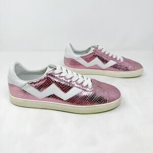[Stuart Weitzman] Daryl Pink Metallic Snake Embossed Leather Sneakers Size 8.5